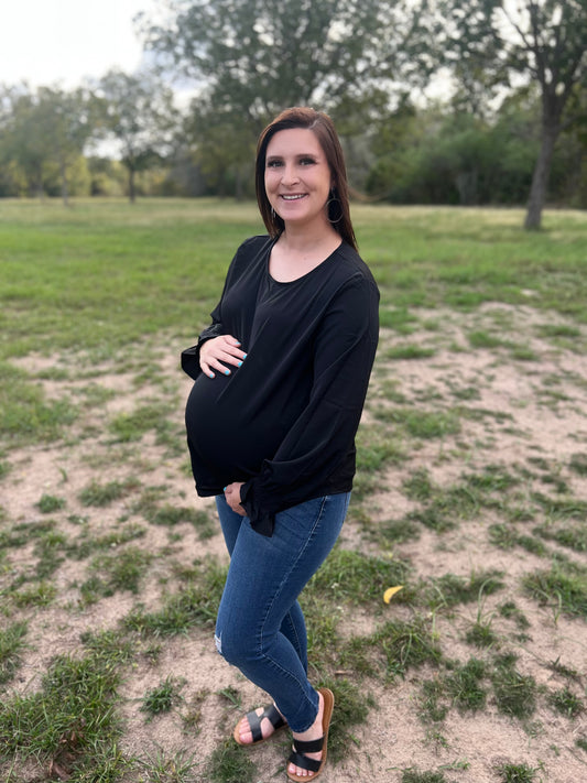 Black Bubble Sleeve Top