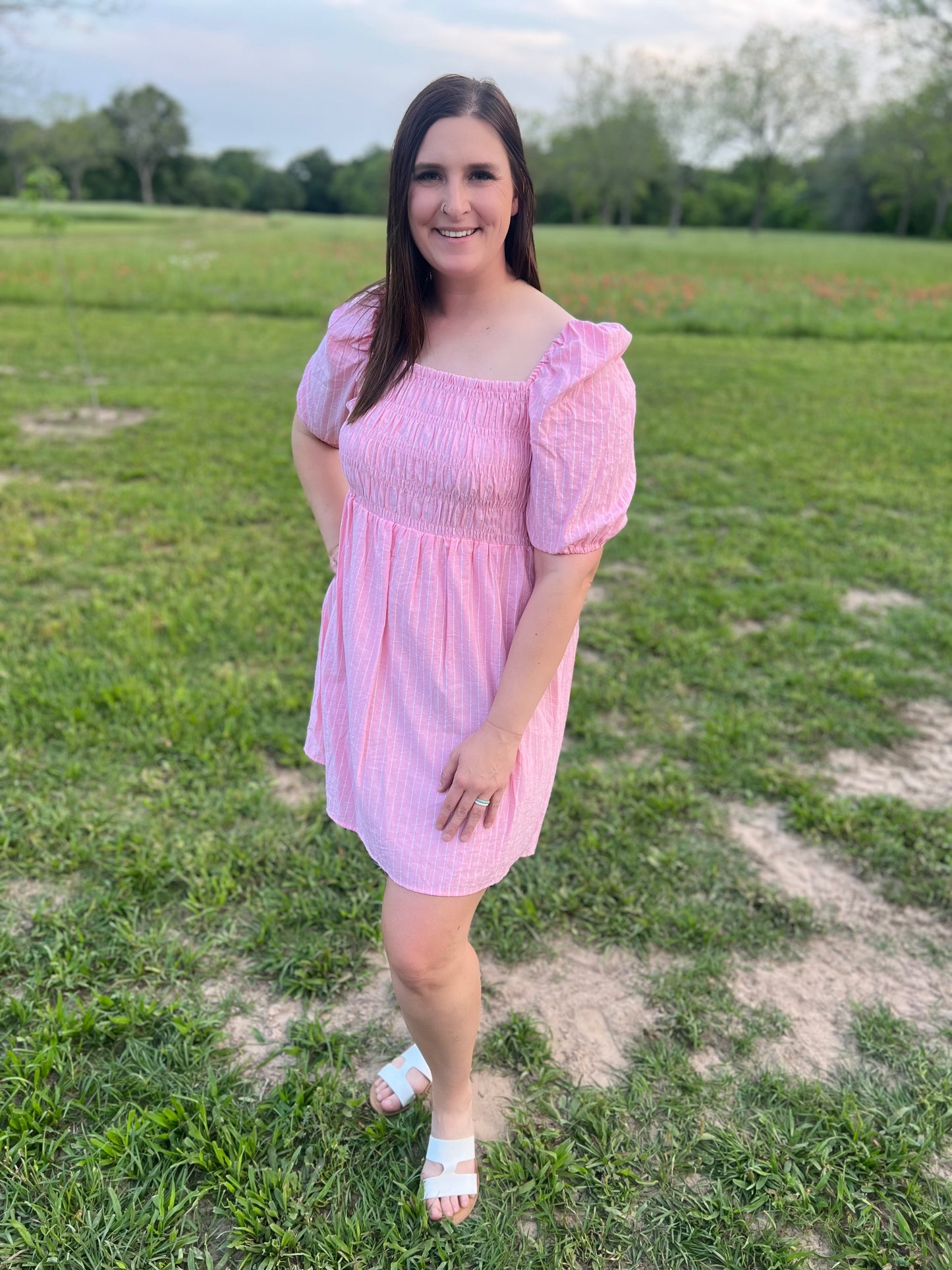 Umgee Pink Striped Dress