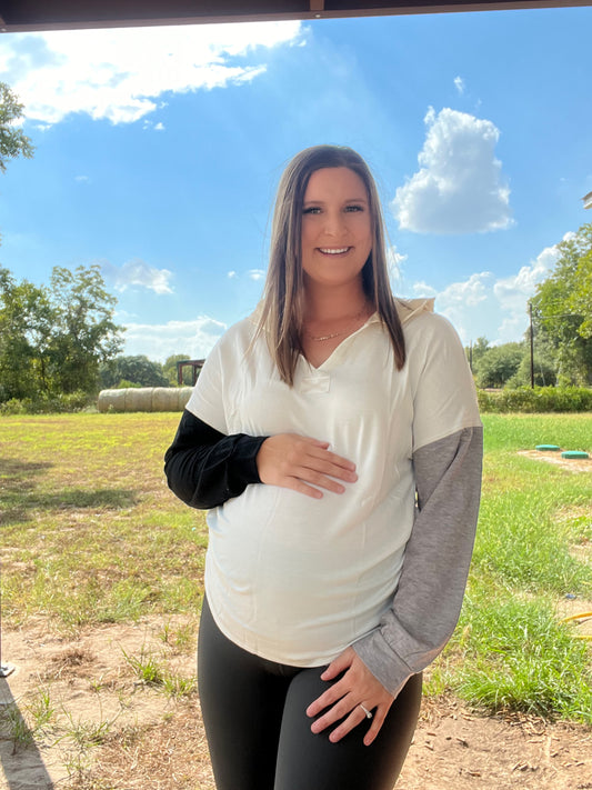 Color Block Black/Grey Hoodie