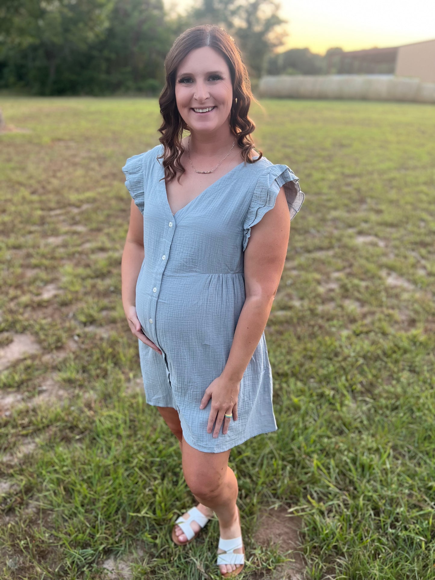 Blue Shift Dress w Buttons
