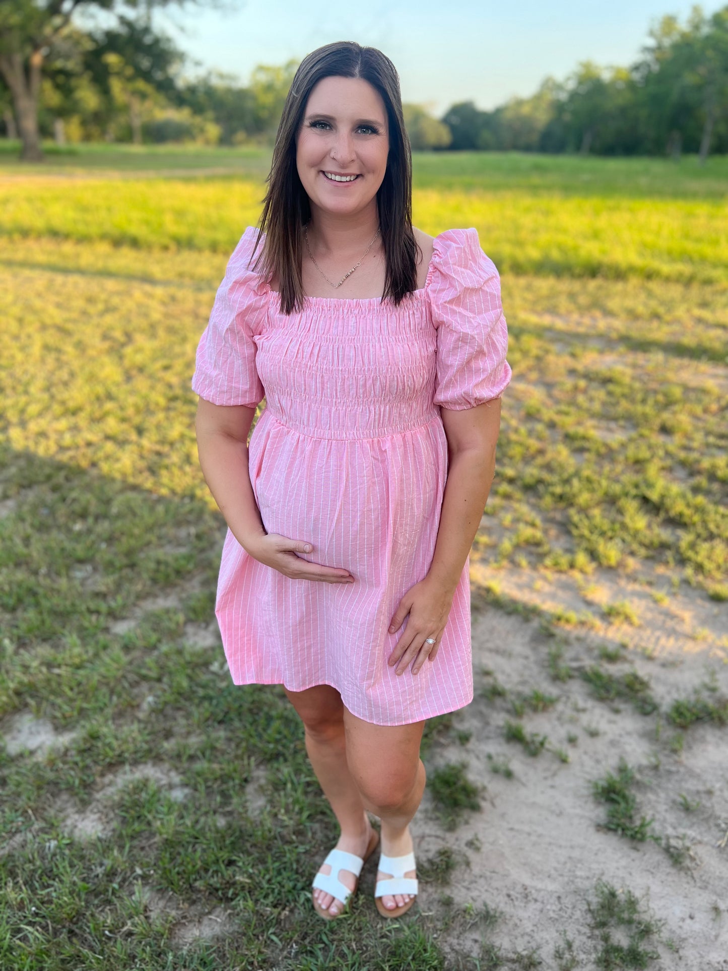 Umgee Pink Striped Dress