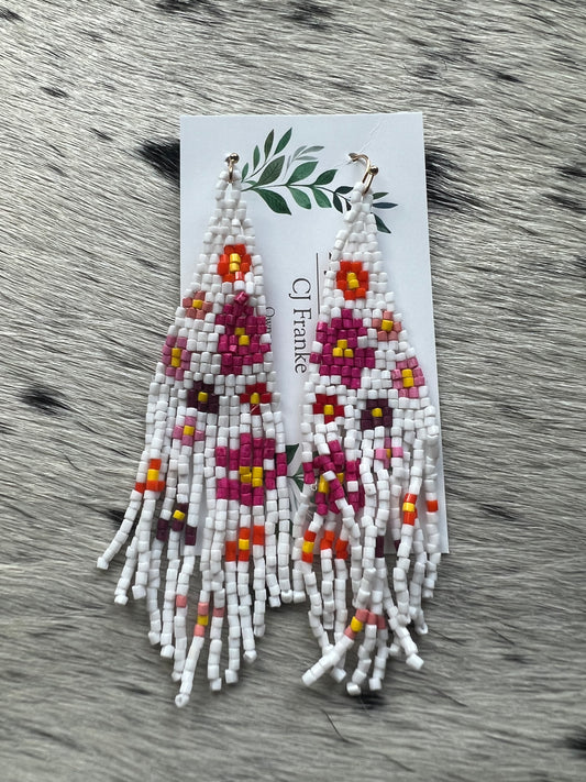 Beaded Flower Earrings Asst
