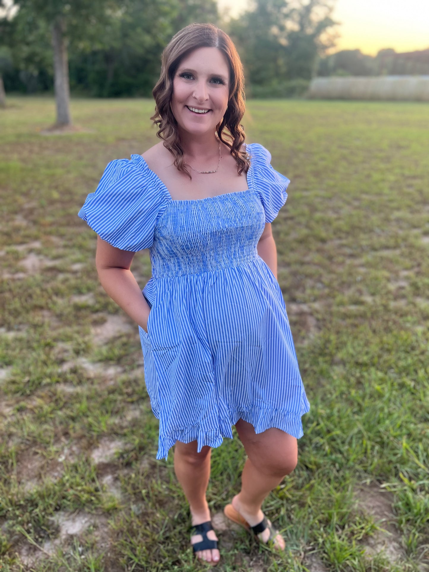 Blue Striped Dress