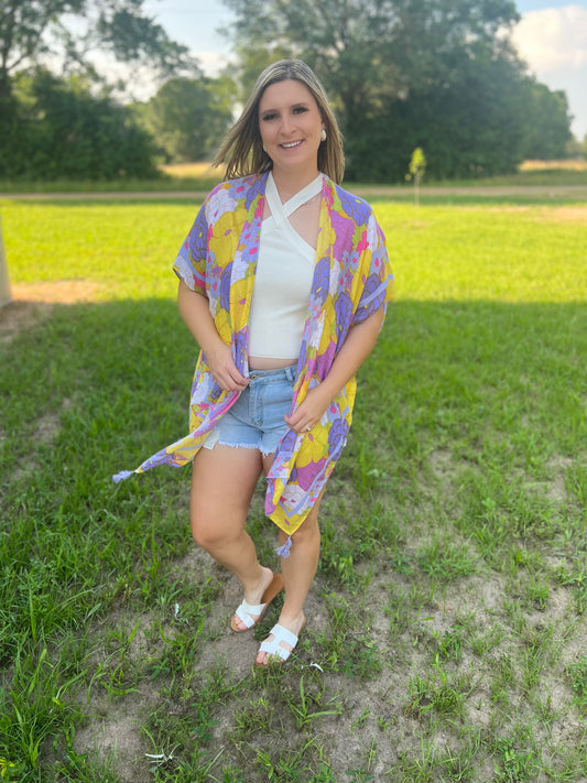 Purple Floral Kimono