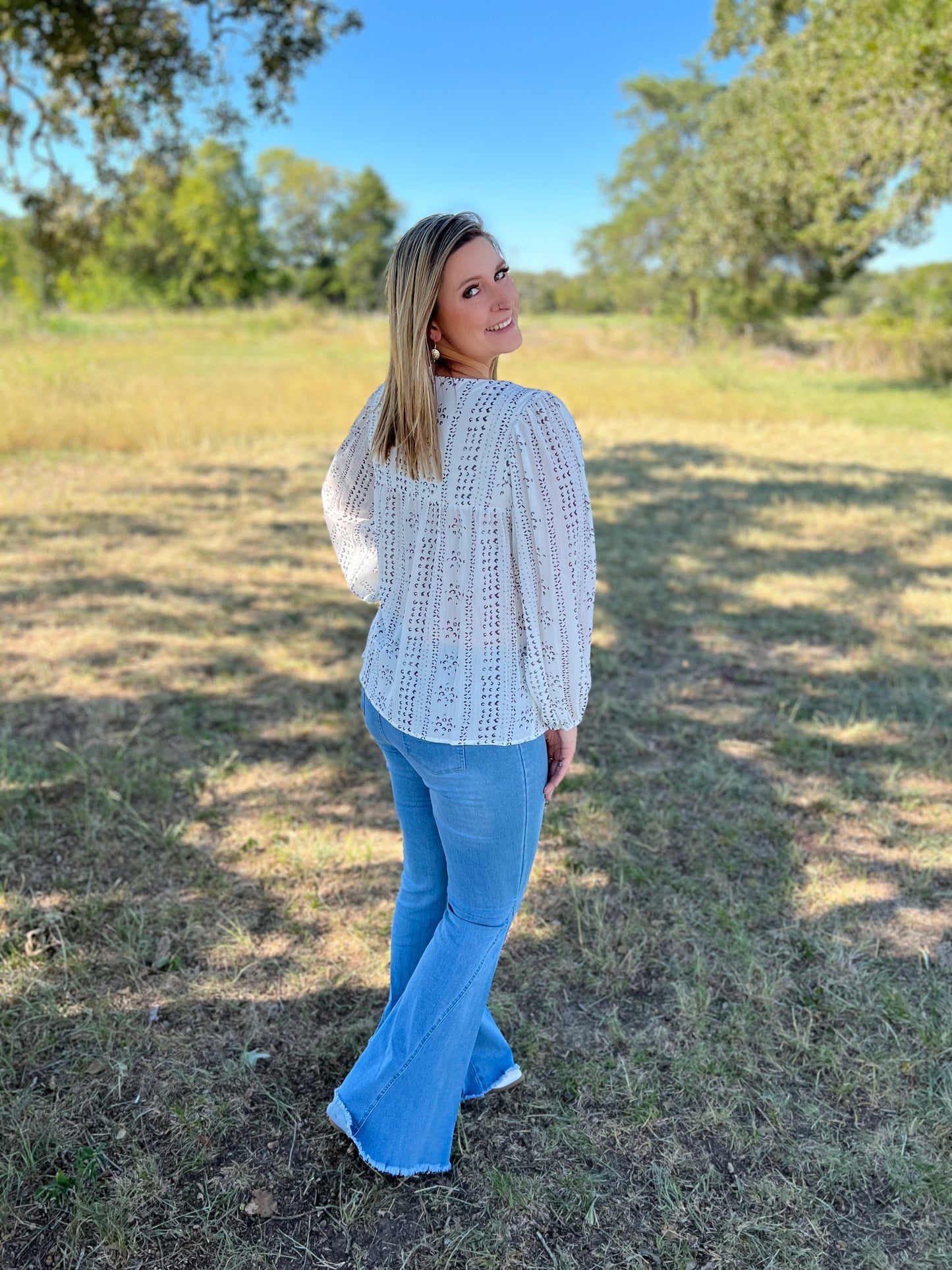 Leopard Embroidered Long Sleeve Top