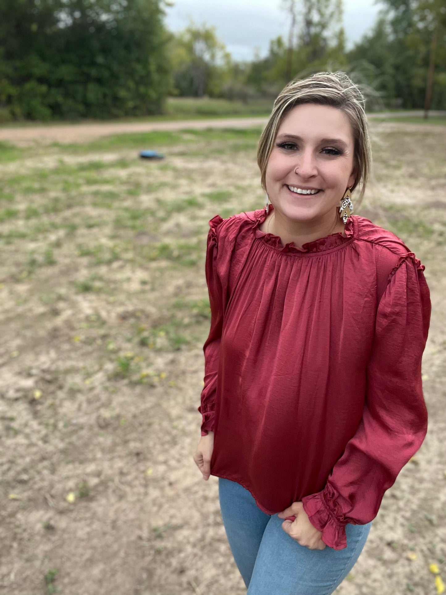 Light Red Ls Blouse