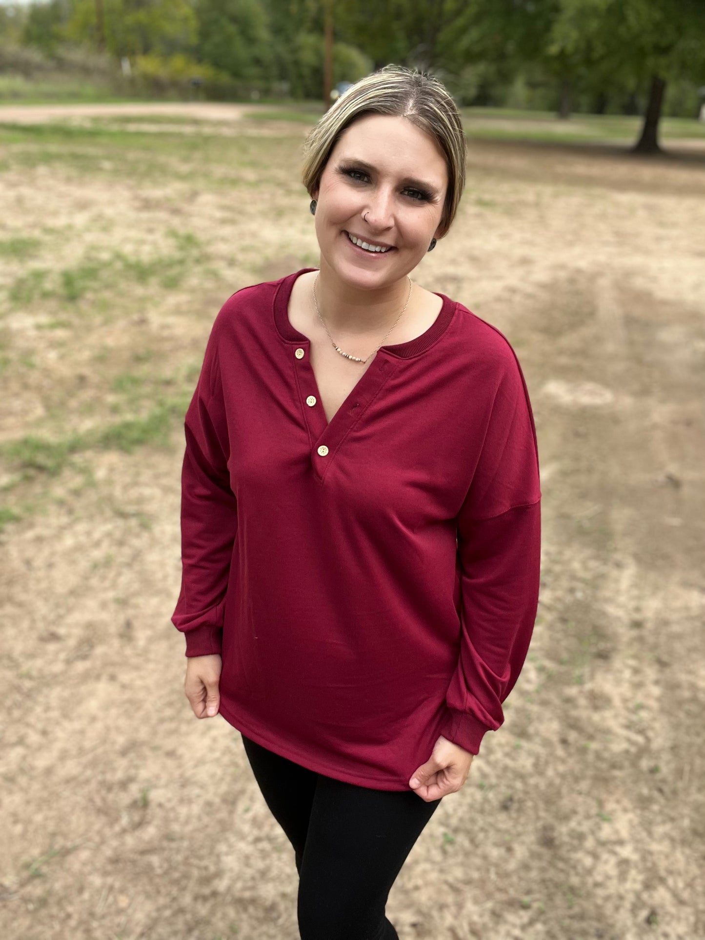 Maroon LS Top