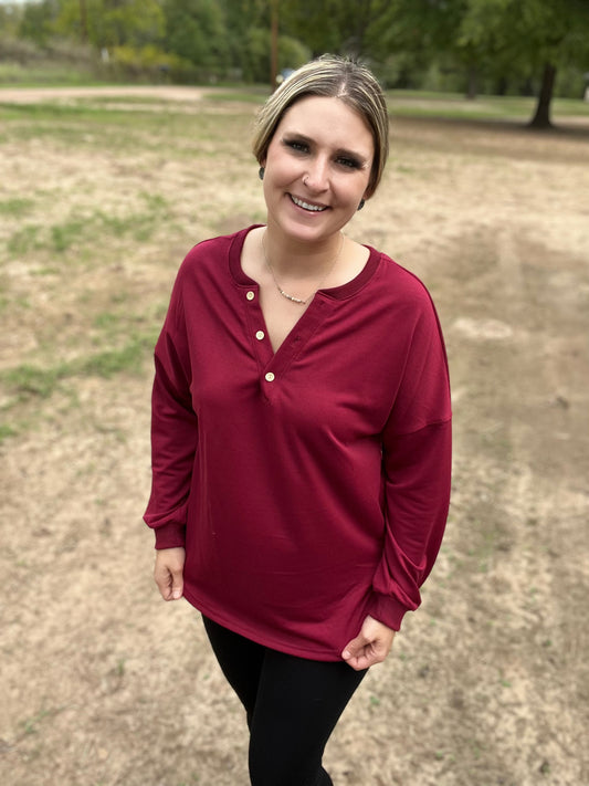 Maroon LS Top