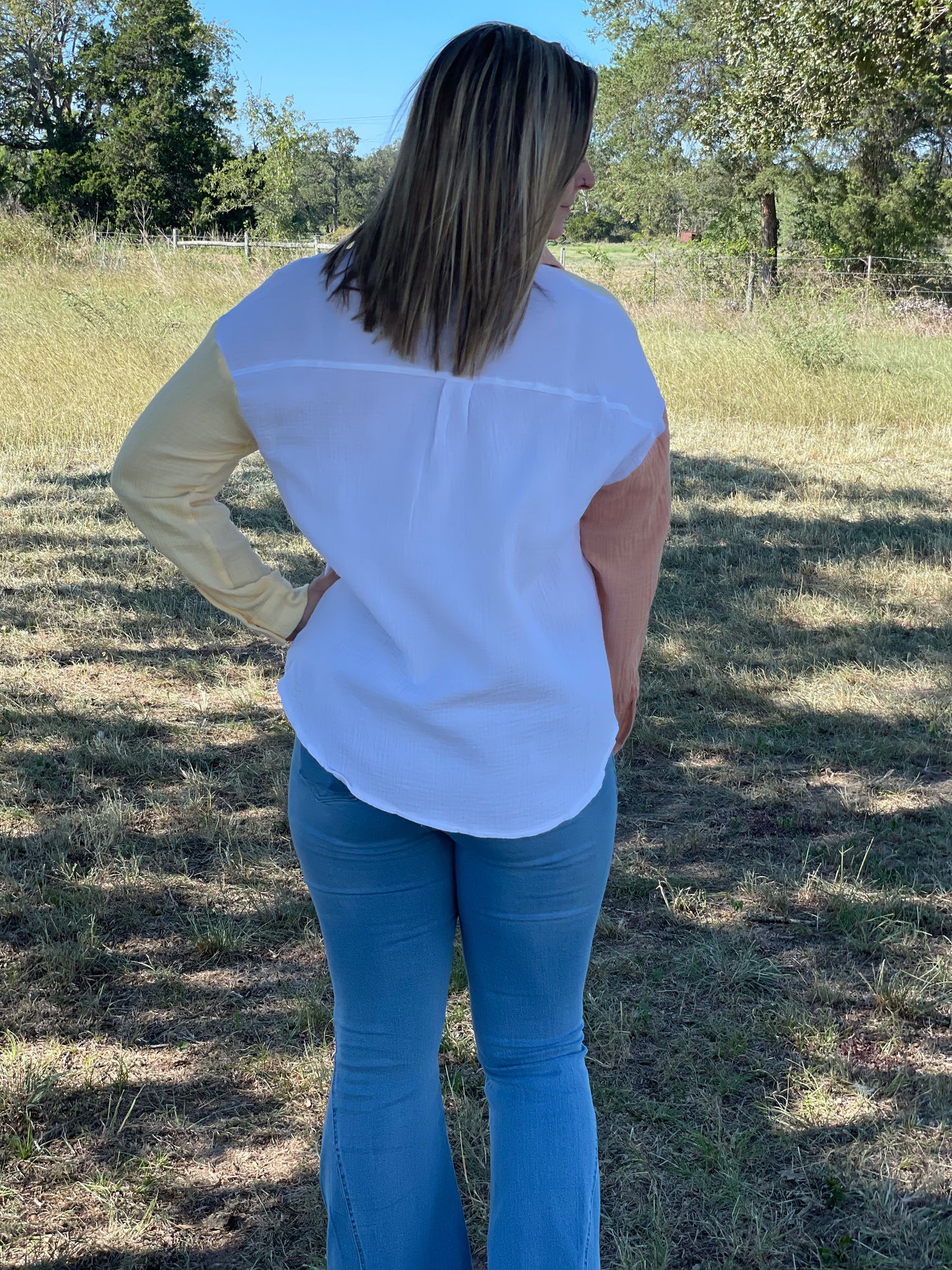 Color Block Long Sleeve Top