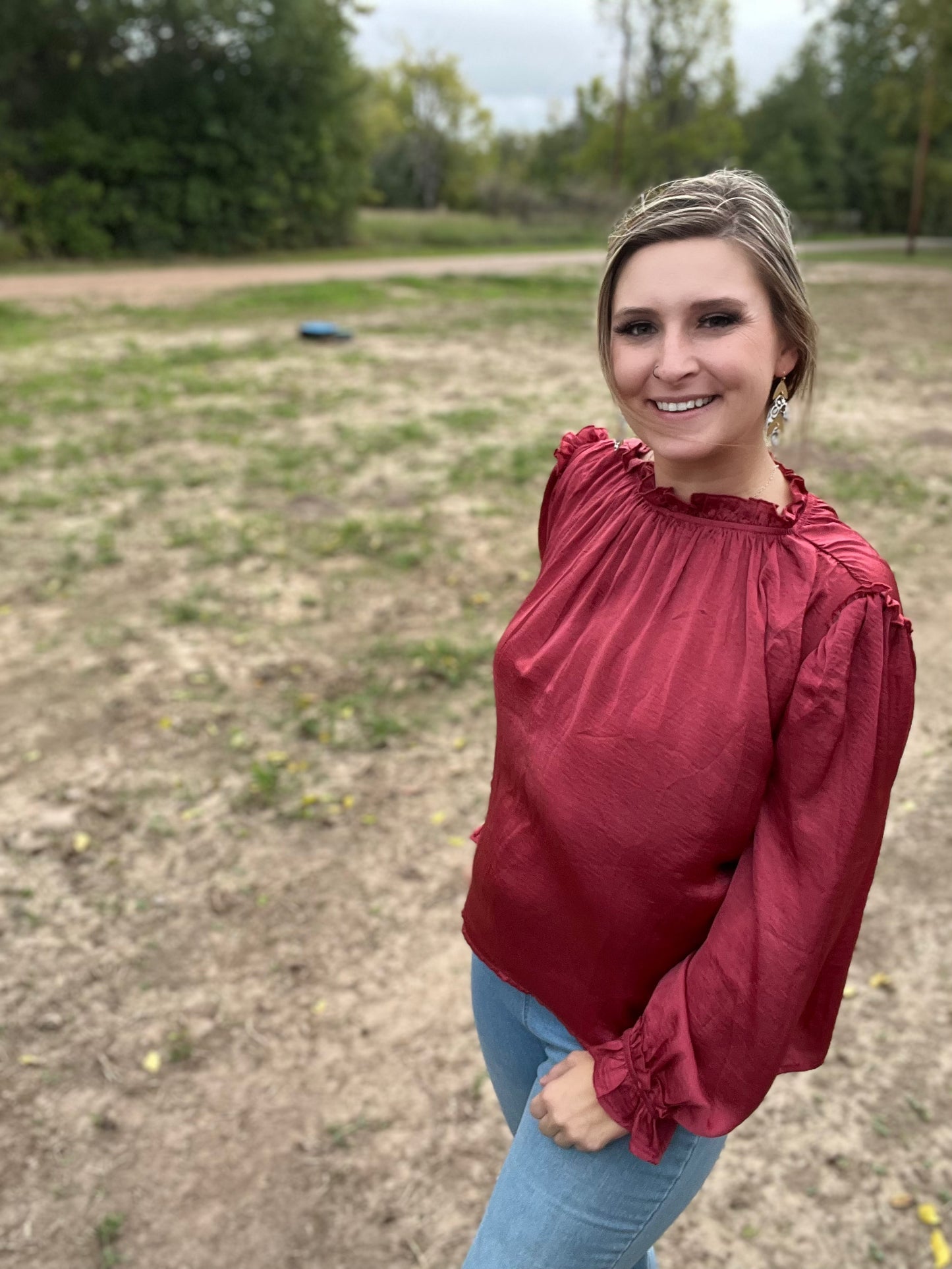 Light Red Ls Blouse