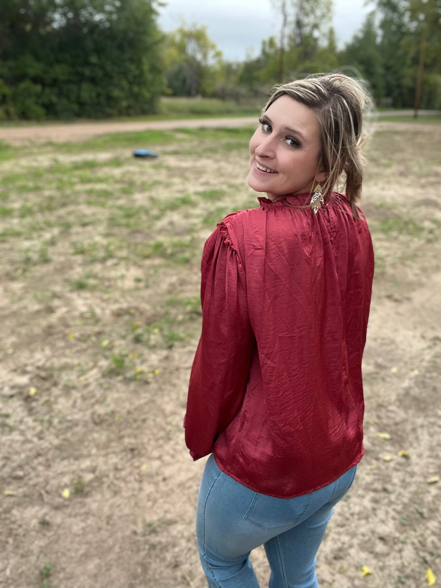 Light Red Ls Blouse