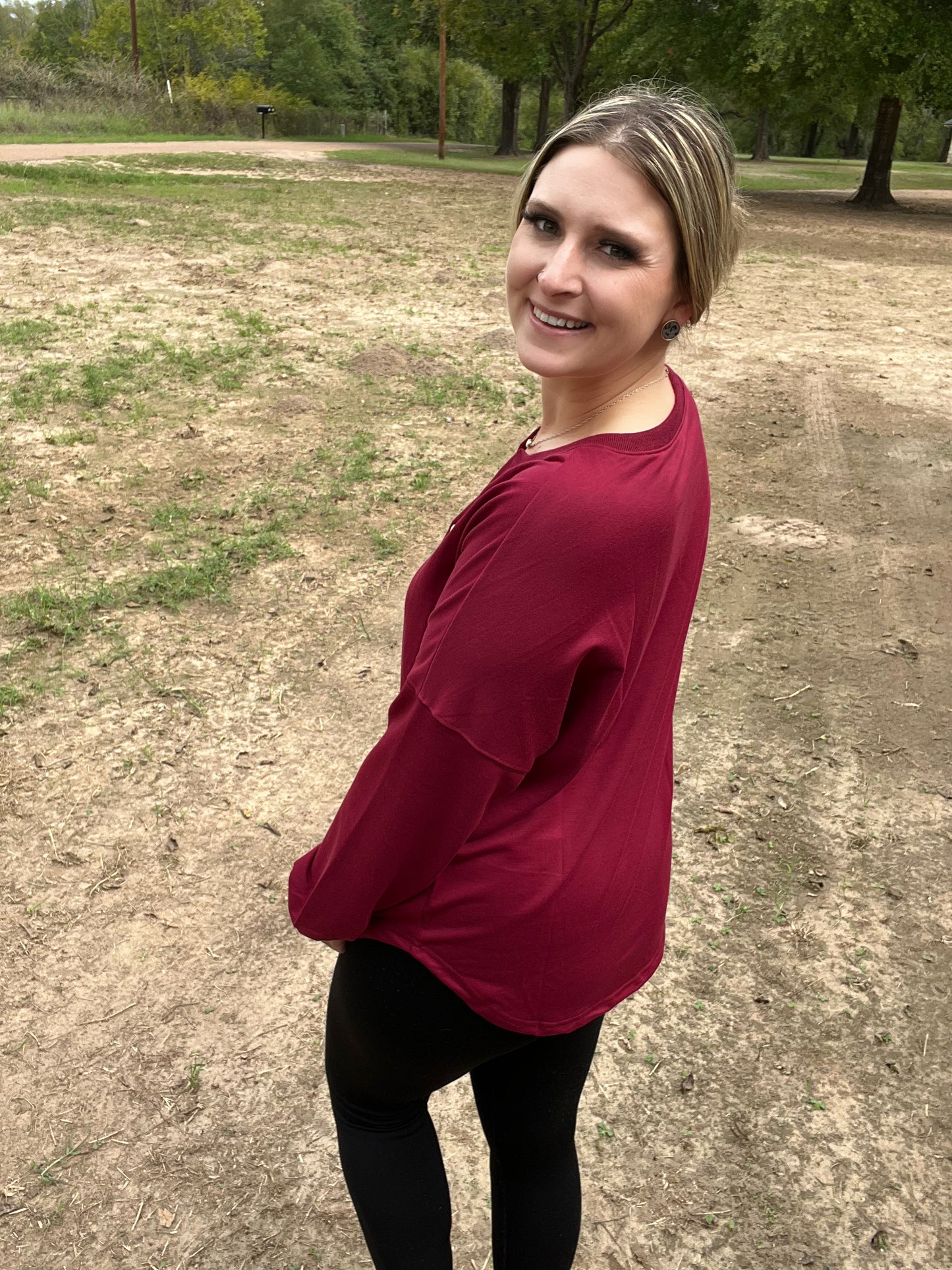 Maroon LS Top