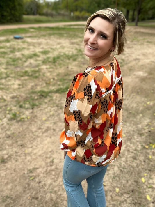 Long Sleeve Leopard Top