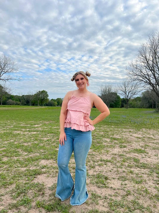 Pink Ruffle Tank Top