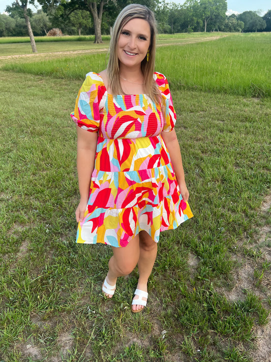 Multicolored Babydoll Dress