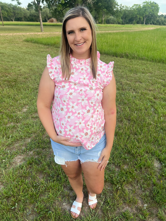 Pink/White Floral Top