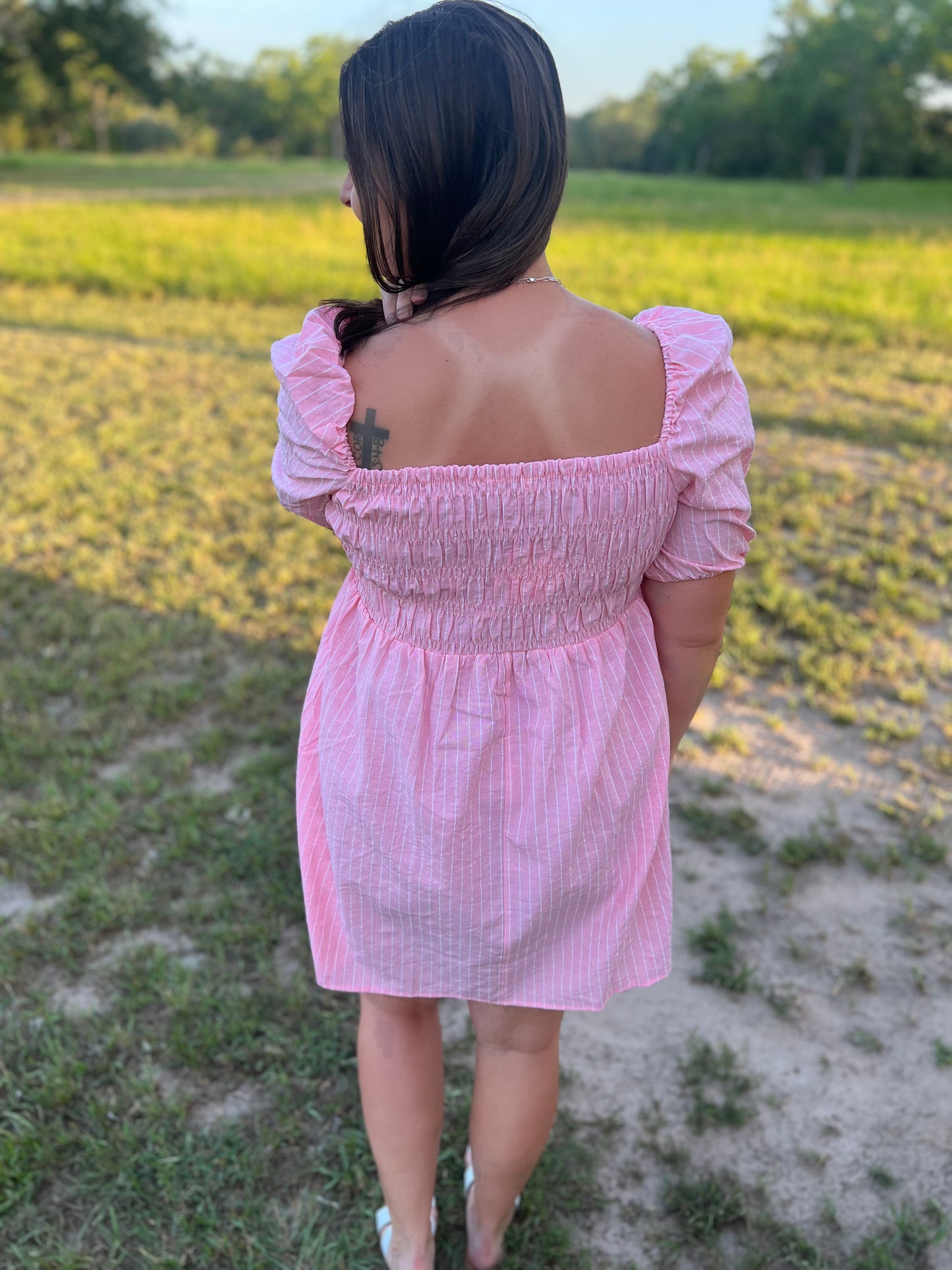 Umgee Pink Striped Dress